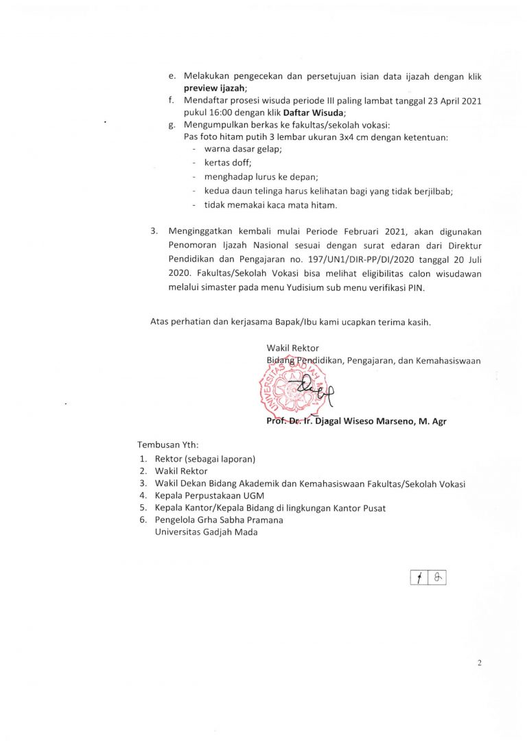 Pengumuman Wisuda Program Diploma/Sarjana Periode III TA 2020/2021 ...